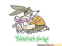 Hase mit Osterei - Ostern Glückwunschkarte auf Polnisch