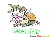 Hase mit Osterei - Ostern Glückwunschkarte auf Polnisch