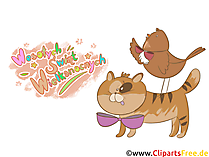 Katze und Spatz - Ostern Grußkarte auf Polnisch