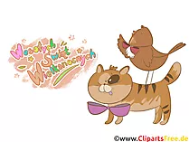 Katze und Spatz - Ostern Grußkarte auf Polnisch