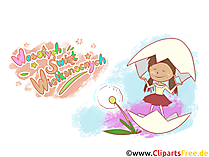 Mädchen in Eierschale - Glückwunsch auf Polnisch zu Ostern