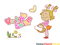 Mädchen mit Korb und Osteressen - Grüsse zu Ostern auf Polnisch