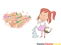Mädchen mit Osterhase Clipart, Bild, Illustration