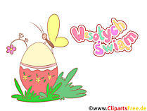 Osterei eingemalt und Schmetterling - Grusskarte auf Polnisch