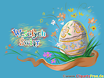 Osterei Glückwunschkarte auf Polnisch  zu Ostern Clipart, Bild, Illustration
