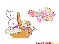 Osterhase im Korb - Glückwunschkarte auf Polnisch