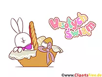 Osterhase im Korb - Glückwunschkarte auf Polnisch