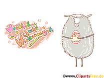 Schaf mit Osterei - Glückwunschkarte auf Polnisch