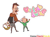 Vater und Kind Clipart - Schöne Ostergrüsse auf Polnisch