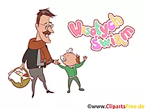 Vater und Kind Clipart - Schöne Ostergrüsse auf Polnisch