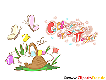 Bunte Glückwunschkarte auf Russisch zu Ostern