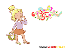 Mädchen mit Korb Clipart, Illustration, Bild