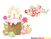 Osterkuchen, Ostereier Osterkarte auf Russisch, Clipart, Illustration