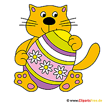 Katze mit Osterei Clip Art