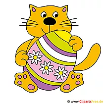 Katze mit Osterei Clip Art