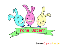 Ostergruss mit lustigen Osterhasen Grusskarte