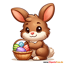 Clipart del coniglietto di Pasqua con cestino di Pasqua