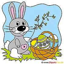 Easter bunny and easter eggs clipart