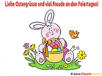 Osterkarte - Osterhase mit Osterkorb