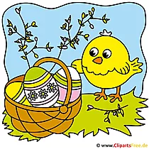 Canasta de Pascua con imágenes prediseñadas de huevos de Pascua