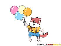 Kater mit Luftballons lustige Cliparts zum Fest
