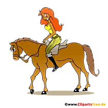 Junge Frau reitet auf Pferd Clipart, Illustration, Bild