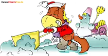 Pferd und Schneemann Clipart, Illustration in Hochauflösung
