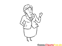 Angela Merkel Cartoon, Karikatur, Comic schwarz-weiss zum Drucken