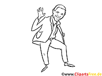 Obama Cartoon, Karikatur, Comic schwarz-weiss zum Drucken