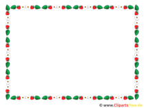 Rahmen Clipart mit Erdbeeren, Blumen, Blätter, 