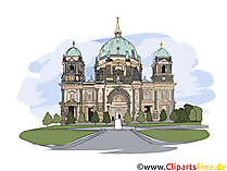 Berliner Dom Illustration Aquarell - Bilder mit Sehenswürdigkeiten