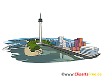 Düsseldorf Sehenswürdigkeiten als Illustrationen zum Drucken