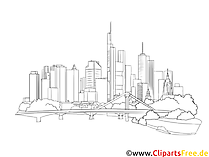 Frankfurt Skyline schwarz-weisse Zeichnung, Bild, Clipart