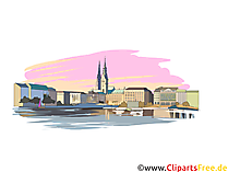 Hamburg Illustration zum Drucken - Deutsche Städte Bilder
