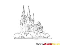 Kölnner Dom Zeichnung schwarz-weiss