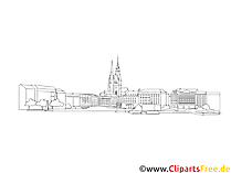 Schwarz-weisse Zeichnung Hamburg