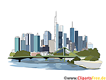 Wolkenkratzer in Frankfurt, Hochhäuser Bild, Business-Viertel in Megapolis Clipart