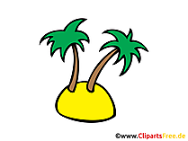 Tropische Insel mit Palmen Bild, Clipart, Illustration