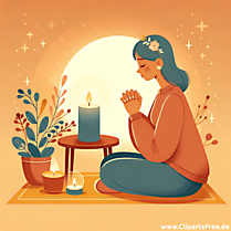 Buß- und Bettag Clipart - Bild mit Frau, die bettet