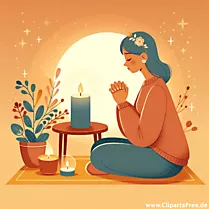 Buß- und Bettag Clipart - Bild mit Frau, die bettet
