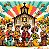 Buß- und Bettag Illustration im Comicstil