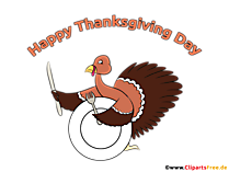 Turkey with Plate and Cutlery Clipart, Cartoon, Image