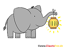 Clipart, Illustration, Bild Elefant mit Laterne