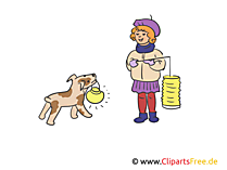 Frau mit Hund af Laternenfest Illustration, Clipart, Bild