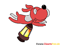 Hund mit Laterne Clipart, Illustration, Bild