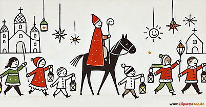 Illustration zum St. Martin mit Kindern auf dem Laternenumzug