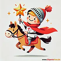 Kind reitet auf dem Pferd mit Laterne Clipart zum St. Martin Tag