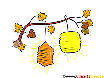 Laternen am Baum Clipart, Illustration, Bild
