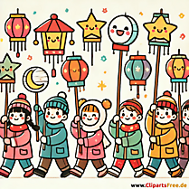Laternenumzug Clipart zum St. Martin Tag