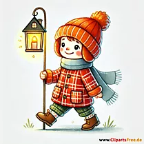 Meisjes met lantaarns op lantaarnparade in november clipart